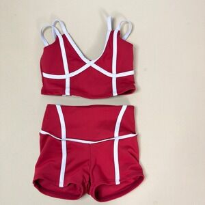 Tiger Friday MIAMI VICE Dance Set Burgundy White Child Medium CM Top & Shorts